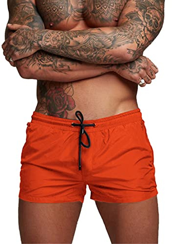 Donason Badehose Herren Schnelltrocknend Badeshorts für Herren Sporthose Laufshorts Männer Sport Kurze Hose Schwimmhose mit Mesh-Futter und Reißverschluss Taschen