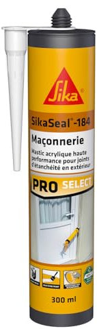 SIKA - Mastic acrylique haute performance - SikaSeal-184 Maçonnerie blanc - Réparation de fissures - Joints d’étanchéité - Extérieur et intérieur - 300 ml