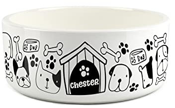 Personalised Large Ceramic Dog House Dog Food Bowl