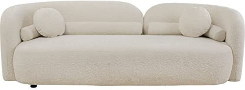 Kare Design Sofa Kelly Boucle 3-Sitzer, Weiß, Pflegeleicht, Weich, Kuschelsofa, Couch, Loveseat, Wohnzimmer, Teddy-Optik, Massivholz, Teilzerlegt, 67x225x83 cm (H/B/T)