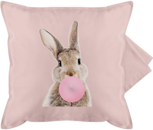 Shirtracer Kissenbezug - Osterkissen - Hase - Kaugummi - 50 x 50 cm - Hellrosa - Kissen Ostern Oster Hasen kissenhülle ostergeschenke Osterhase kissenhüllen Ostergeschenk für Eltern osterartikel