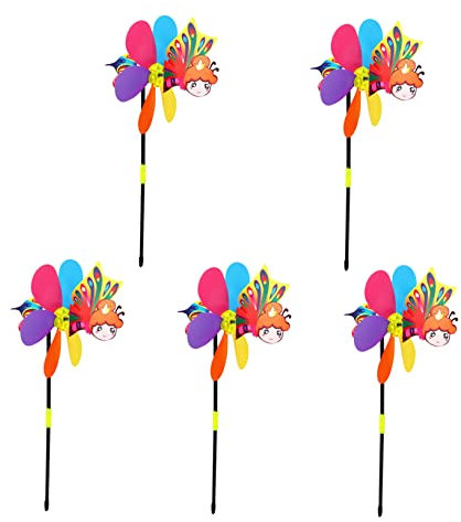 YARNOW 5st Dreidimensionale Cartoon-windmühle Windrad Spinner Windräder Im Freien Windspiele Für Den Garten Rasen Spinner Windmühlenspielzeug Für Draußen Plastik Blumen Rotieren Insekt