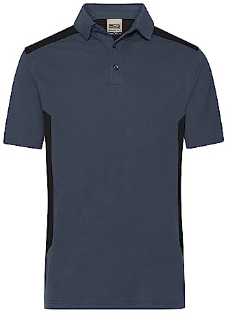 James & Nicholson Herren BIO Workwear Polo Kontrast - Pflegeleichtes Workwear Poloshirt aus Bio-Baumwolle und recyceltem Polyester | Farbe: carbon/black | Grösse: 4XL