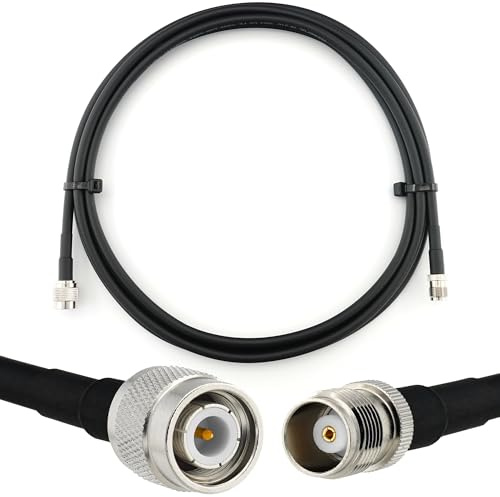 RANGEFUL 2m TNC Stecker auf TNC Buchse Koaxialkabel — TNC Verlängerungskabel HF-240 (LMR 240 Äquivalent) 2 Meter Jumper Kabel (50 Ohm) — Schwarz Antennenkabel für HAM Radio CB Funk WIFI Antenne