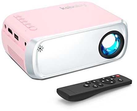 Portable Projector, Outdoor Projector, LED Aesthetic Video Mini Projector for Outdoor Portable Movies Compatible with HDMI, USB, Laptop, TV Stick, iOS and Android Phone (Pink)