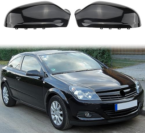 1 Paar Seitenspiegelabdeckungen, 13141999 Seitenspiegelkappen, Rückspiegelabdeckung Kompatibel mit Opel Vauxhall Astra H Mk5 2004-2009 (Black)