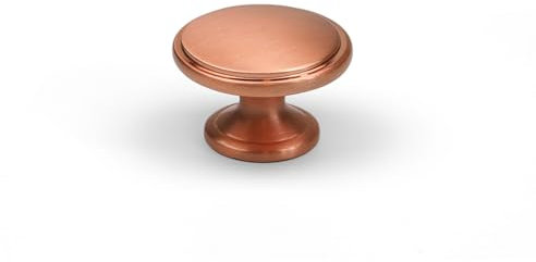 Handle & Home Satin Copper Kitchen Knob Rose Gold Cupboard Cabinet Door Drawer Pull 32mm Diameter Single Fixing Furniture Upcycle Replacement