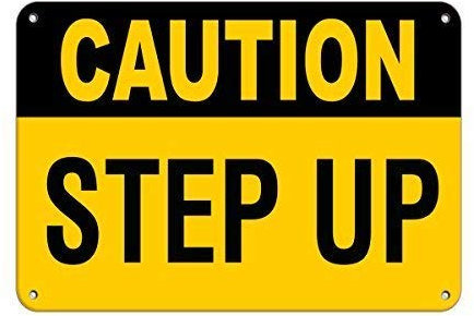 Warnschild mit Aufschrift Caution Step Up Hazard, Watch Your Step, Straßenschild, Geschäftsschild, 30,5 x 20,3 cm, Aluminium-Metall-Blechschild