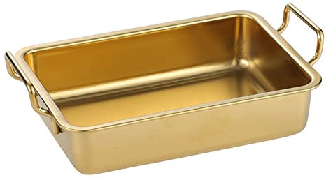 ROLTIN Edelstahl-Tablett, quadratischer Teller, Edelstahl-Gebratenes Hähnchen-Teller, Ohr-Snack-Teller, Süßigkeiten-Dessert-Snack, Trockenobst-Teller, Metall-Tablett-Tell