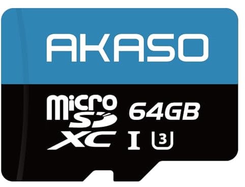 AKASO 64GB microSDXC Memory Card - Up to 100MB/s, C10, U3, Full HD, 4K, MicroSD Card