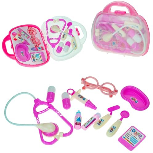 Martom ROSA DOKTOR-Set Koffer Spielzeug Kleiner DOKTOR Arztkoffer mit Stethoskop, Spritze und praktischem Tragegriff, Spielzeug für Kinder ab 3 Jahren