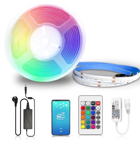 Arotelicht COB RGBW LED Streifen WIFI 24V 5M Kit LED Band RGBW+W LED Strip LED Lichtleiste 784LEDs/M RGB+Warmweiss mit Smart WLAN Ferbedienung, Kompatibel mit Alexa,Google Home,Deko für Haus,Party,Bar