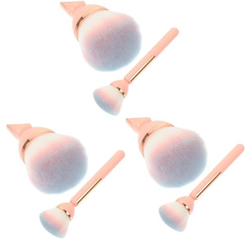 Beavorty 3stücke Loose Powder Brush Für Make-up Tragbare Praktische Make-up-pinsel Mit Multi-funktionalität Und Nagelstaubbürste Rosafarben Für Unterwegs