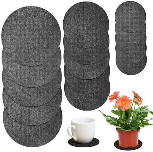 XiangSKY 15 pcs Cork Plant Coaster Mat Cork Coasters Round Durable Plant Tray Flower Board Pot Saucer for Garden Courtyard Pot Mat Indoor Outdoor DIY Craft Project, 4/6/8inch,Black Round