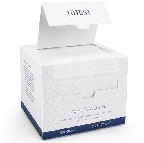 Disposable Face Towels, 100% USDA Biobased Clean Paper Towels XL, Makeup Remover Dry Wipes, Disposable Face cloths, for Sensitive Skin,10in X 12in Large Size Thick & Ultra Soft Face Towe 50 Ct /1 Pack