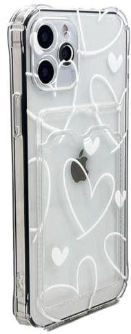 OLIVIA'S PHONES Cases For iPhone 11 (6.1) Clear White Love Hearts All Over Pattern Card Holder Tough Protective Smartphone Case Cover
