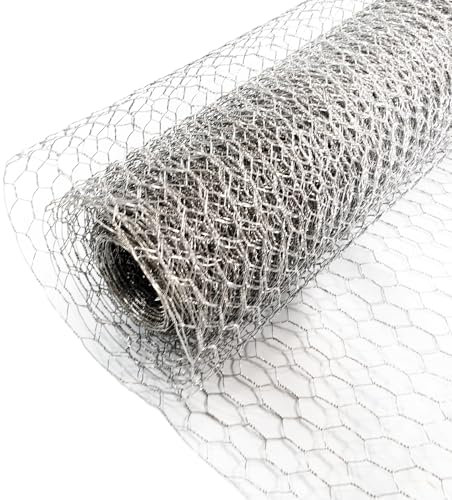 LEMODO Maschendraht-Zaun 100cm hoch, Hasendraht, Kaninchendraht mit 13 mm Maschengröße, Wühlmausgitter aus Sechseckgeflecht, stabiler Drahtzaun, Hühnerzaun mit 10 m Länge (silber, 10m)