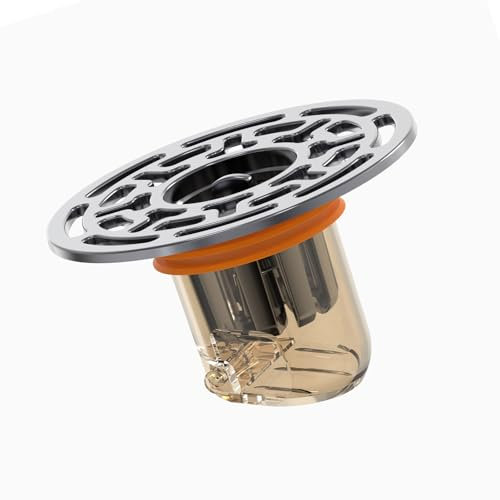 Bodenablauf, Professionelle Abdichtung, Rückflussverhinderung, Geruchsdicht, für Badezimmer, Küche, Bodenablauf, Dusche, Bodenablaufeinsatz mit Abdeckung (ORANGE)
