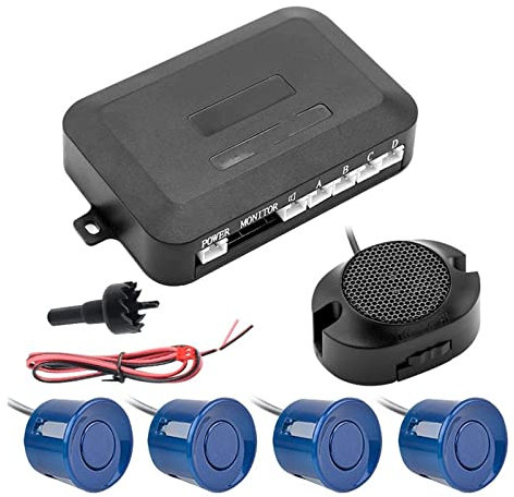 Parksensor 4 Sensoren Buzzer Alert 22mm Parksensor Kit Rückfahrkamera Radarwarner Assistenzsystem DC 12V 6 Farben Parksensoren(Blau)