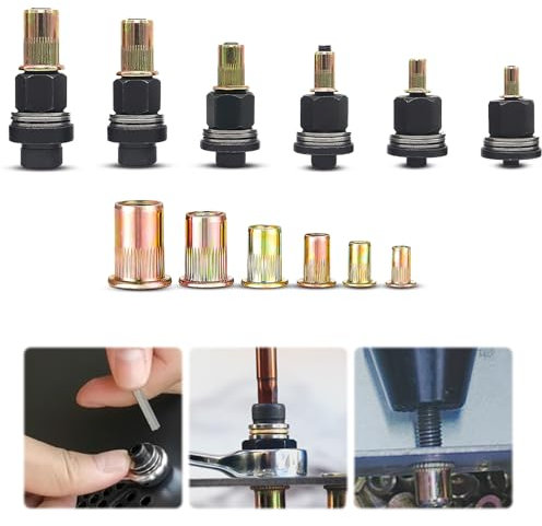 36 Stück Nietmutternzange set Nietenzange Nietmuttern M3 M4 M5 M6 M8 M10 Einnietmuttern Set Runde Flachkopf Gewinde Rivet Nutsert Cap Muttern Manuelle Nietmaschine Zubehör