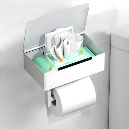 Porte-rouleau de papier toilette en acier inoxydable, autocollant ou perçage, pour toilettes, salle de bain, cuisine (blanc, style A)