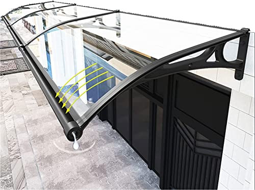 Türfenster-Markisenüberdachung, Polycarbonat-Abdeckung, Vordertür, Außen-Markisenüberdachung Flandre, UV-Schutz vor Regen und Schnee, Polycarbonatplatte, Halterung aus Aluminiumlegierung, schwarz