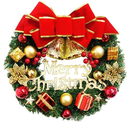 Weihnachtskranz Türkranz Weihnachten Deko, 30cm Weihnachtsdeko Christbaumschmuck Weihnachtsdekoration für Tür und Tischdekoration