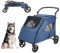 Hundewagen Große Hunde,doppelte Kapazität für Hunde, Buggy für Hunde Kinderwagen Hunde Faltbar Klappbar 4 Rädern Hundewagen (P04CX-Marineblau)