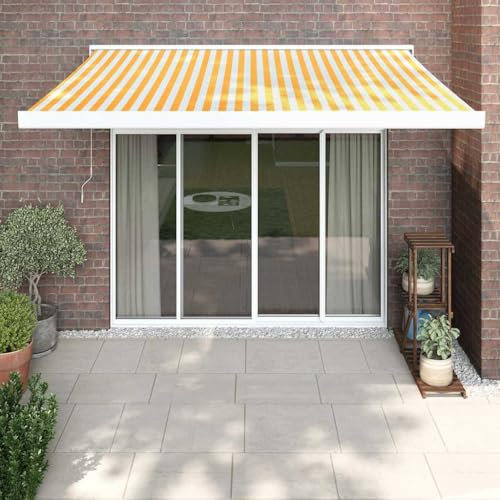 Versenkbare Markise gelb und weiß 3x2,5m Stoff und Aluminium