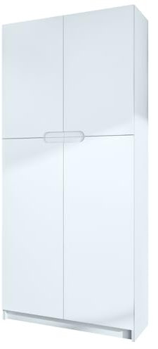 Vladon Büroschrank Logan V1, Made in Germany, Aktenschrank mit 5 Fächern und 4 Türen, Weiß matt/Weiß matt (82 x 185 x 37 cm)