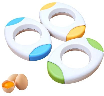 HSUYUN Pelador de Huevos 3 Piezas - Abridor de Huevos Cocidos en Acero Inoxidable, Herramienta de Cocina Antideslizante (Amarillo/Azul/Verde)