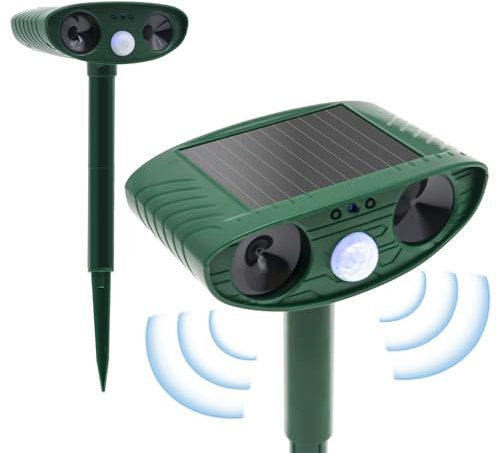 Garden cat repellent, PIR sensor, solar powered animal repellent for effectively repelling cats, foxes, and birds, waterproof repellent