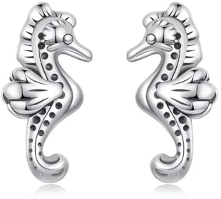 Kerraom 925 Sterling Silber Tier Ohrringe Französische Bulldogge, Labrador und Seepferdchen Design Hypoallergene Schmuck Ohrringe für Mädchen, Frauen und Tierliebhaber Urlaub Geschenke