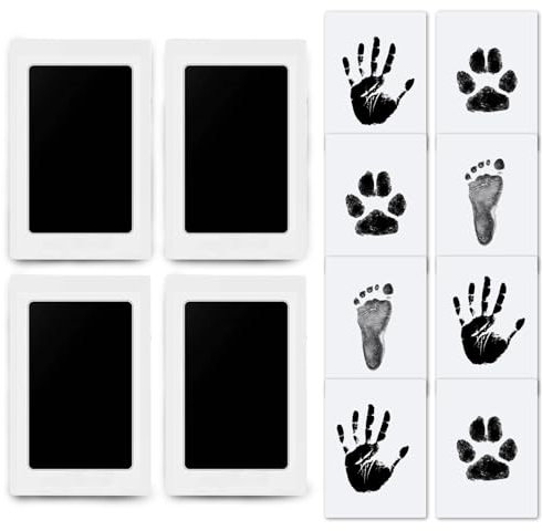 Kit Empreinte Bébé 4pcs – Empreinte Main Pied Bébé Sans Encre, Clean Touch, Kit pour Empreinte Animaux, Nouveau-né Souvenir Cadeau