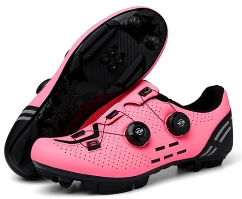 YIENHUI Mountainbike-Schuhe Radsportschuhe Indoor- Und Outdoor MTB-Fahrradschuhe Für Herren Und Damen Atmungsaktive, rutschfeste Fahrradschuhe Unisex-Spinbike-Schuhe-Pink||Numeric_37