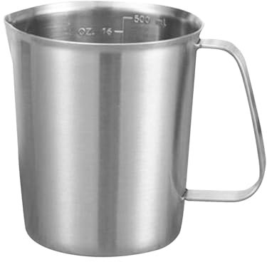 Pichet doseur en acier inoxydable de 500 à 2 000 ml avec poignée et bec verseur en bec de canard, outil de cuisine, outil de cuisson, pour latte et café (500 ml)