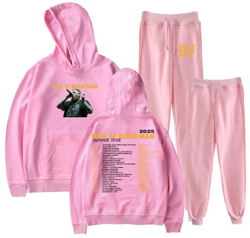 PHARCOYOU Rag'n'Bone Man 2025 Summer Tour Ensemble sweat à capuche et pantalon de jogging pour homme et femme, rose, 3XL