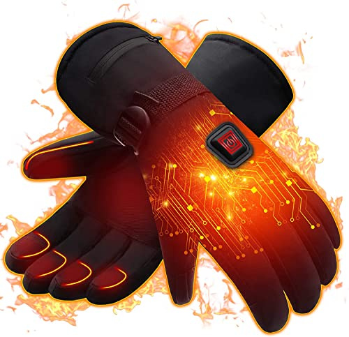 Beheizte Handschuhe Für Männer Frauen,Skihandschuhe Mit Heizung,Beheizbare Handschuhe Fahrrad Motorrad,7.4v 4000mah Wiederaufladbar 3 Stufige Beheizte Winterhandschuhe (L)