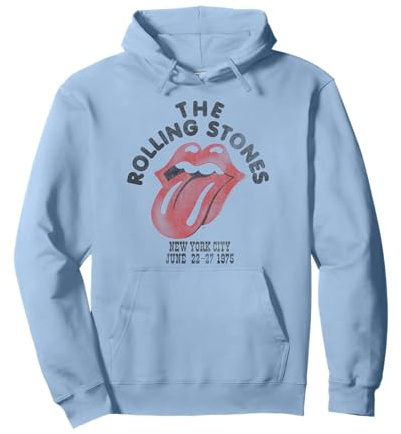 Offizielles The Rolling Stones NYC 75 Tour Vintage Blau Pullover Hoodie