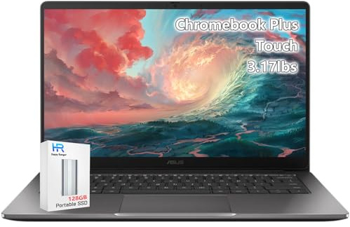ASUS Chromebook Plus Touchsceen 14inch FHD - Intel Core 3 Beat i3-1215U - 8GB RAM| 256GB Storage +128GB SSD- Goole AI Laptop - USB C -HDMI Port -School Students - Kids 8-12