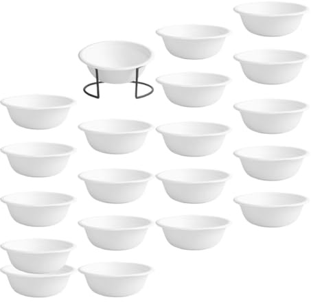 FRCOLOR Gamelles Jetables en Papier pour Chats et Chiens – Lot de 20 Set de Bols Alimentaires Compacts 1 Support Noir Ouvert – Bols Pratiques pour Animaux D’intérieur, Usage Unique,