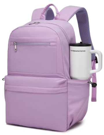 KONO Zaino Scuola Adolescenti Leggero Porta PC 15,6 Pollici Unisex Viola | Grande Capacità con Tasche Multiple, Zaino Funzionale dal Design Moderno e Stile Giovanile per Studenti, Scuola e Università