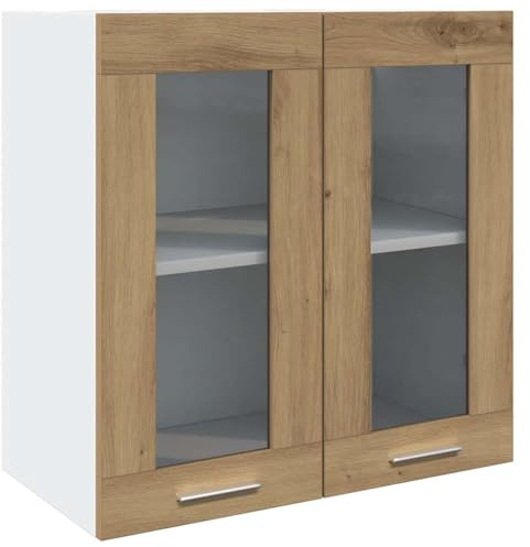 RJPLMFV Wandschrank für die Küche, Holz, 60 x 31 x 60 cm | Glastür, Aufbewahrung von Schüsseln und Tellern, Wandmontage, leicht zu reinigen