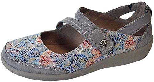 Boulevard Ladies Super Comfy Wide Fit Velcro Casual Shoes (5, Grey/Multi)