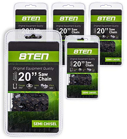 8TEN 5Pk Chainsaw Chain 20'' .325 78 Drive Links Echo Poulan Husqvarna 455 Rancher 23RM 78 20BPX78CQ 20BPX078G 501840978