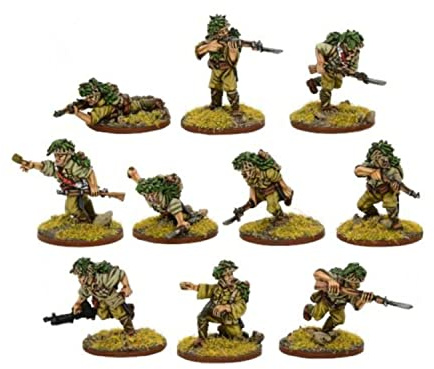 Japanische Veteranen-Infanterie-Truppe, 28 mm große Metall-Miniaturen für Bolzen-Aktion von Warlord Games – sehr detaillierte Miniaturen aus dem 2. Weltkrieg für Tisch-Kriegsspiele