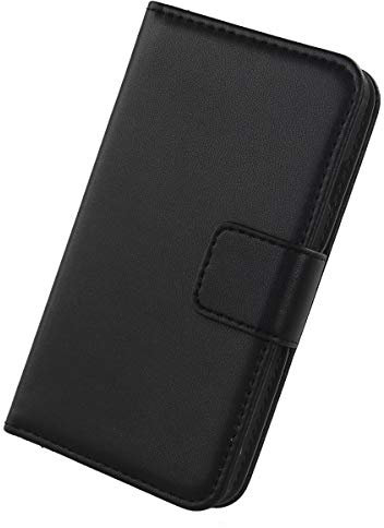 Lankashi Flip Premium Echt Leder Tasche Hülle Für TP-Link Neffos C9A 5.45 Lederhülle Handyhülle Schutzhülle Klapphülle Handytasche Handy Schale Etui Brieftasche Wallet Cover Case (Schwarz)