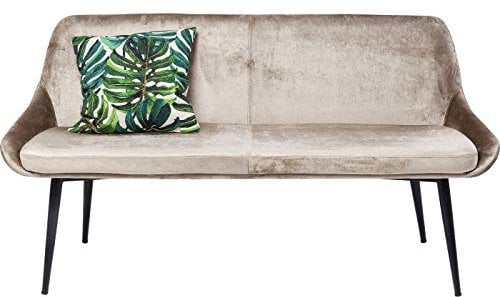 Kare Design Bank East Side, Grau, Polsterbank, Sitzbank, Samtoptik, Stahlfüße, 82x154x64 cm (H/B/T)