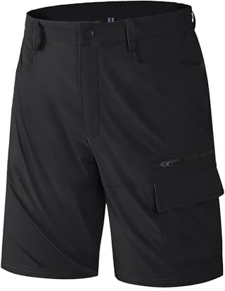 KEFITEVD Kurze Hosen Herren Arbeitshose kurz Herren Cargoshorts Sommerhose Atmungsaktiv Outdoor Shorts Schwarz 32