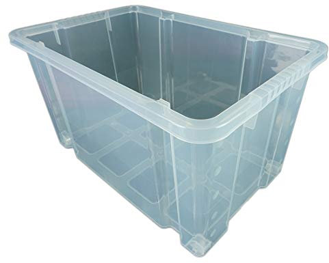 Novaliv 3x Aufbewahrungsboxen mit Deckel Rollen 80l 61x40x46 transparent Transparent Kunststoffbox mit Deckel Stapelkiste Verstauboxen Spielzeugkisten Stapelbox